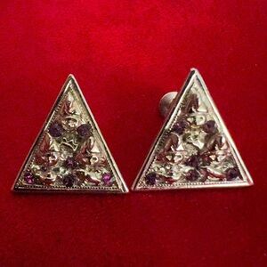 Vintage Signed ORA Rhinestones Screw Back Clip Earrings